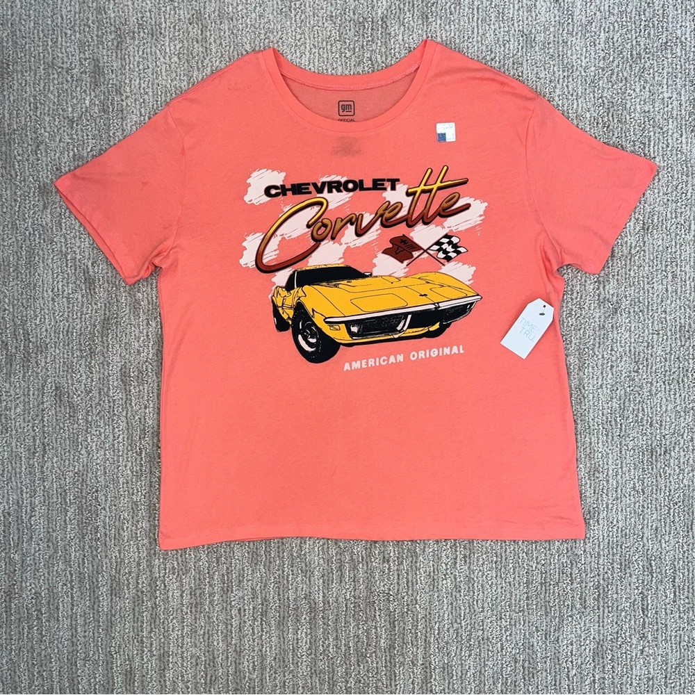 NWT GM Chevrolet Corvette American Original Women’s T-Shirt Pink Size L (12-14)‎